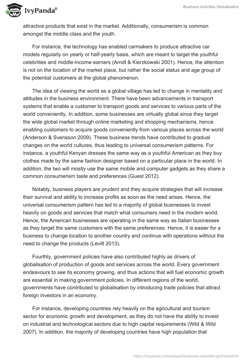 Business Activities Globalisation. Page 4