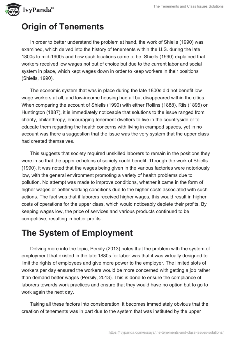 The Tenements and Class Issues Solutions. Page 3