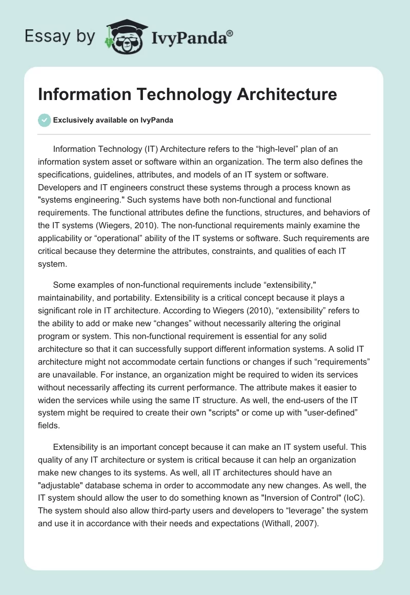 Information Technology Architecture. Page 1
