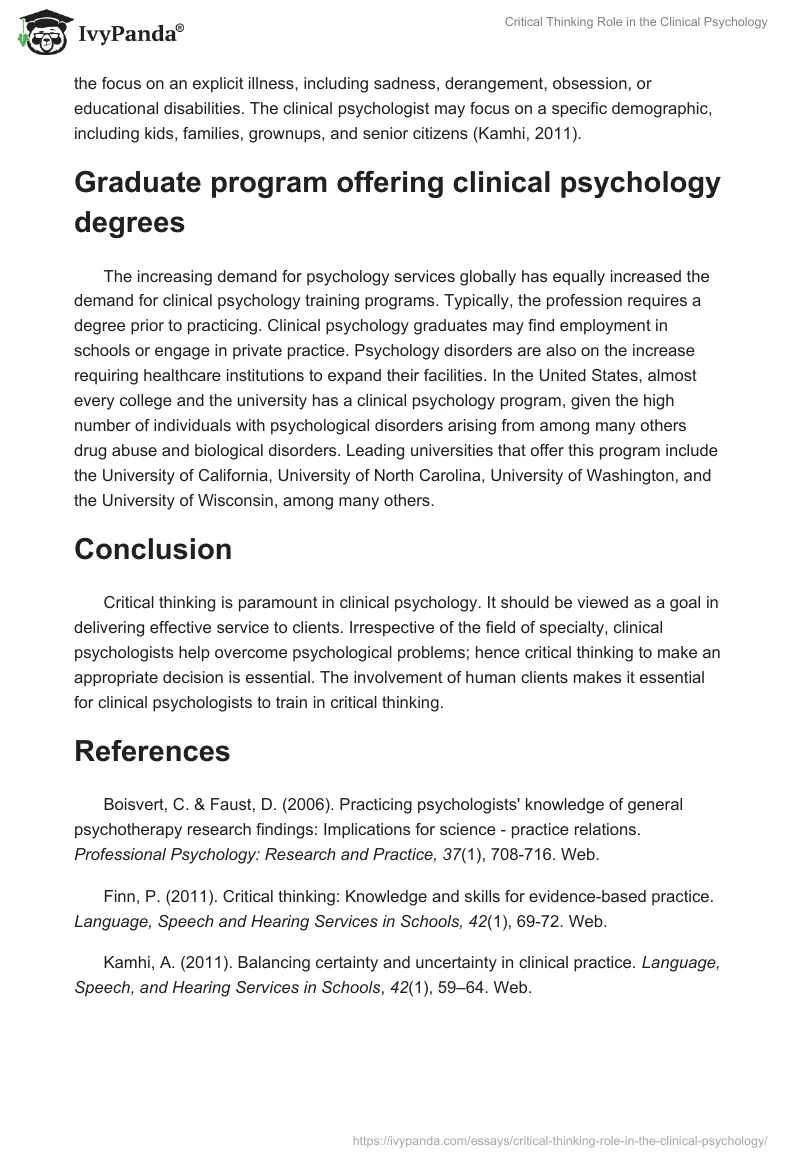 Critical Thinking Role in the Clinical Psychology. Page 4