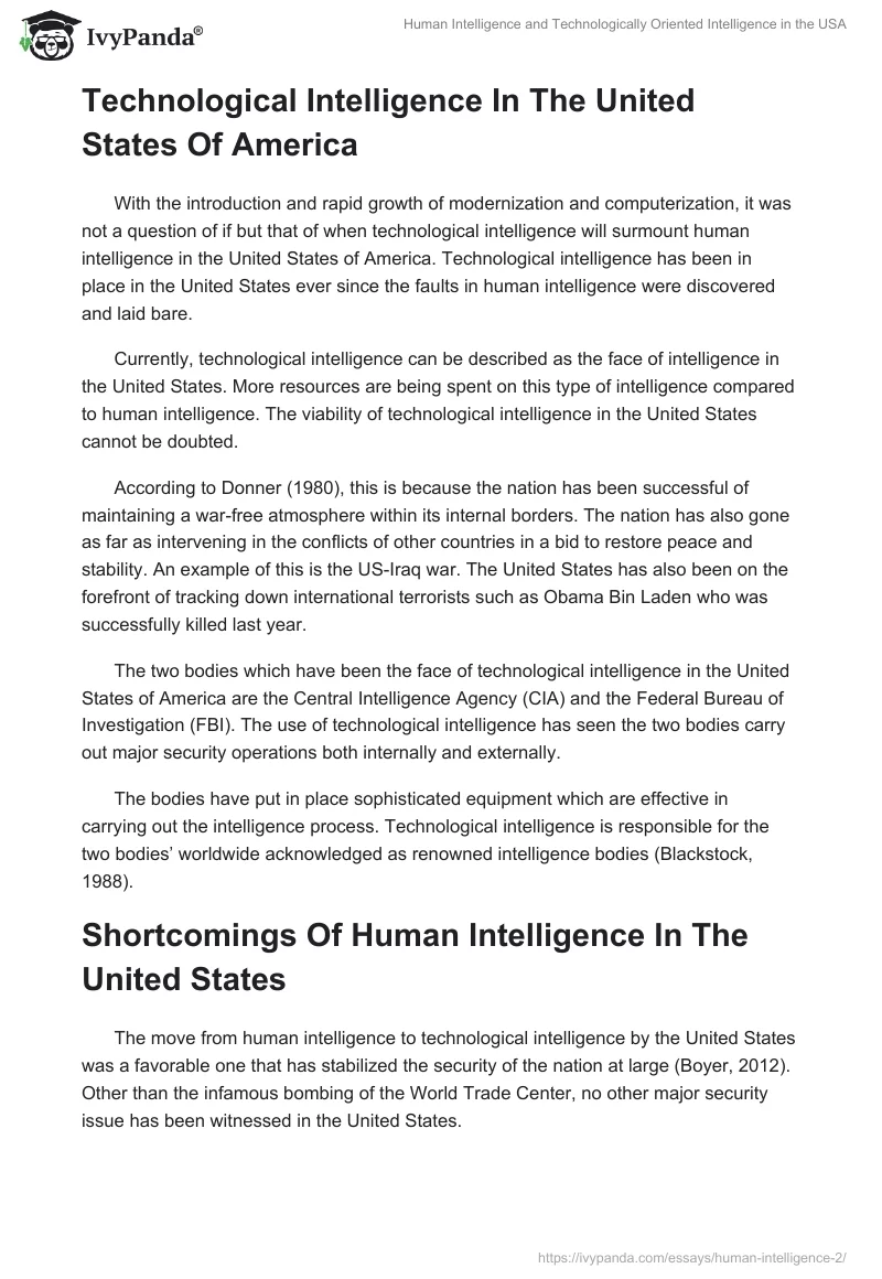 Human Intelligence and Technologically Oriented Intelligence in the USA. Page 3