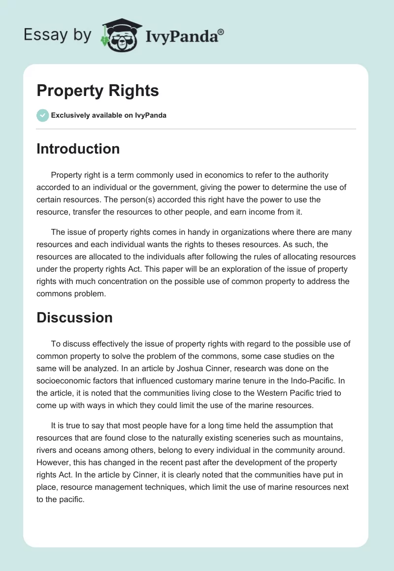 Property Rights. Page 1