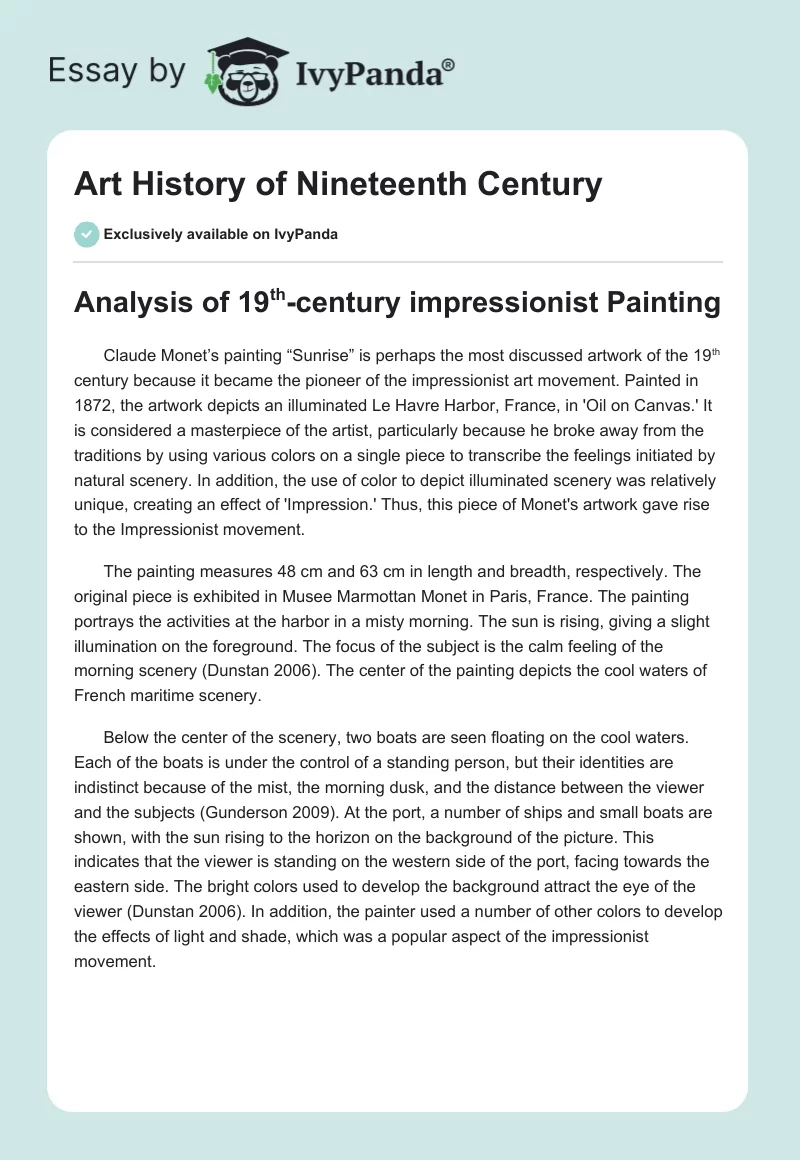 Art History of Nineteenth Century. Page 1