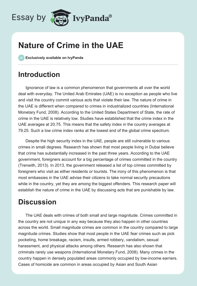 Nature of Crime in the UAE. Page 1