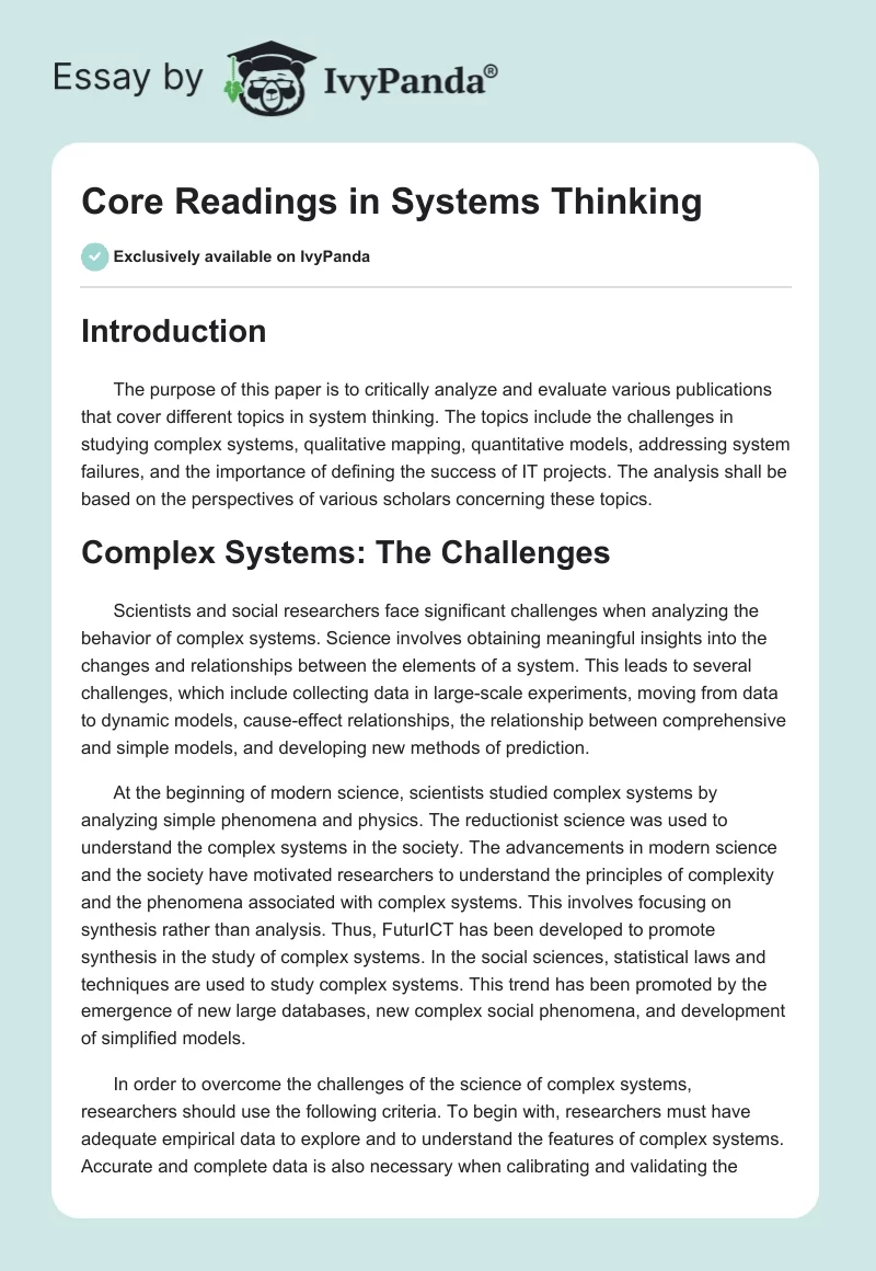 Core Readings in Systems Thinking. Page 1