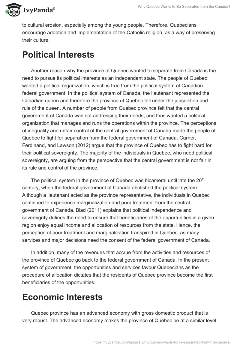 Why Quebec Wants to Be Separated from the Canada?. Page 3