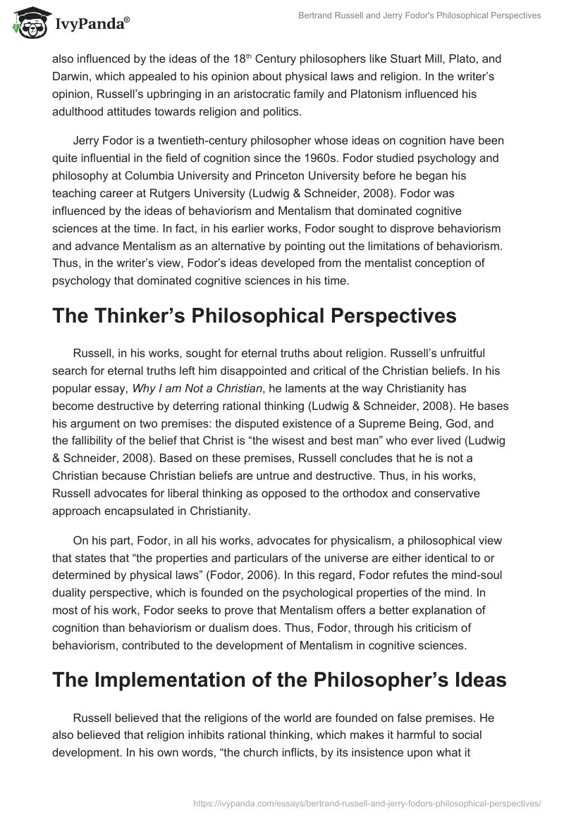 Bertrand Russell and Jerry Fodor's Philosophical Perspectives. Page 3