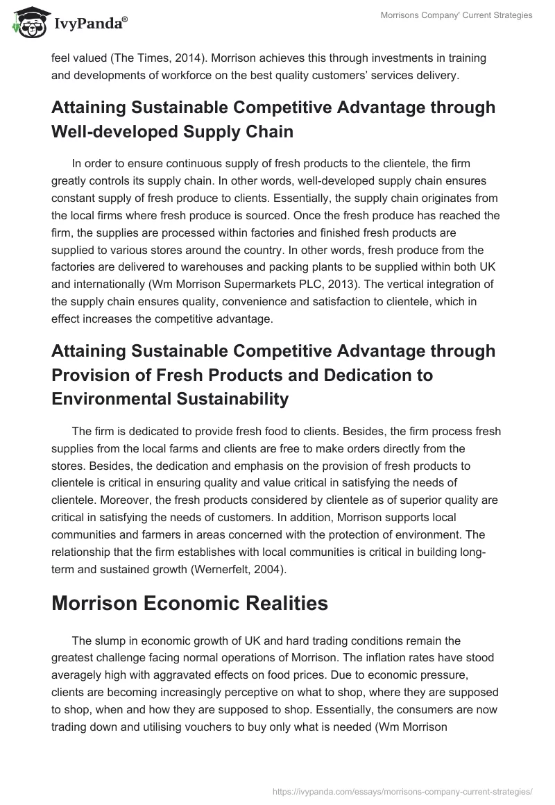 Morrisons Company' Current Strategies. Page 3