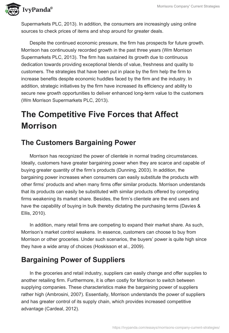 Morrisons Company' Current Strategies. Page 4