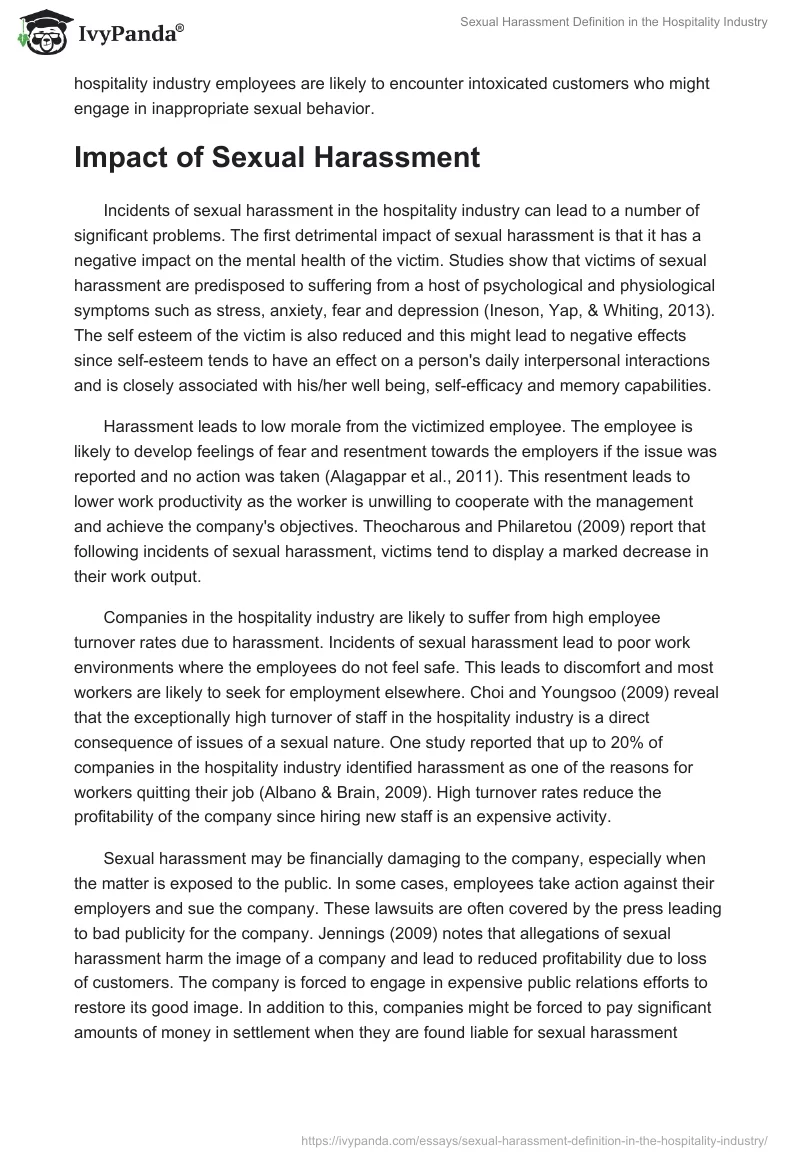 Sexual Harassment Definition in the Hospitality Industry. Page 5