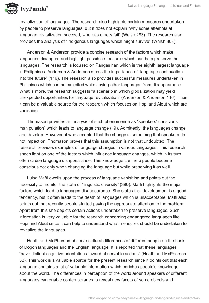 Native Language Endangered: Issues and Factors. Page 2