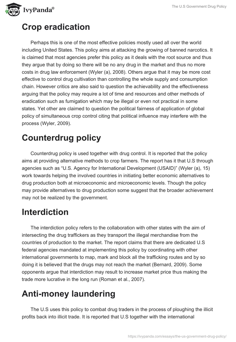 The U.S Government Drug Policy. Page 2