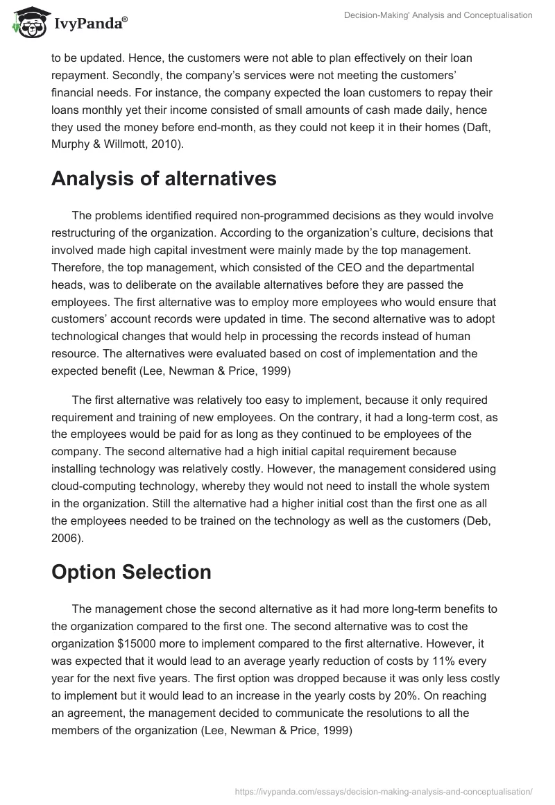 Decision-Making' Analysis and Conceptualisation. Page 2