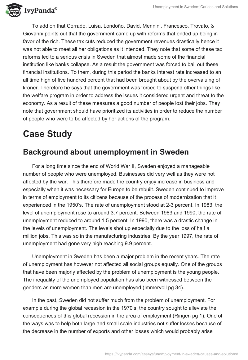 Unemployment in Sweden: Causes and Solutions. Page 4