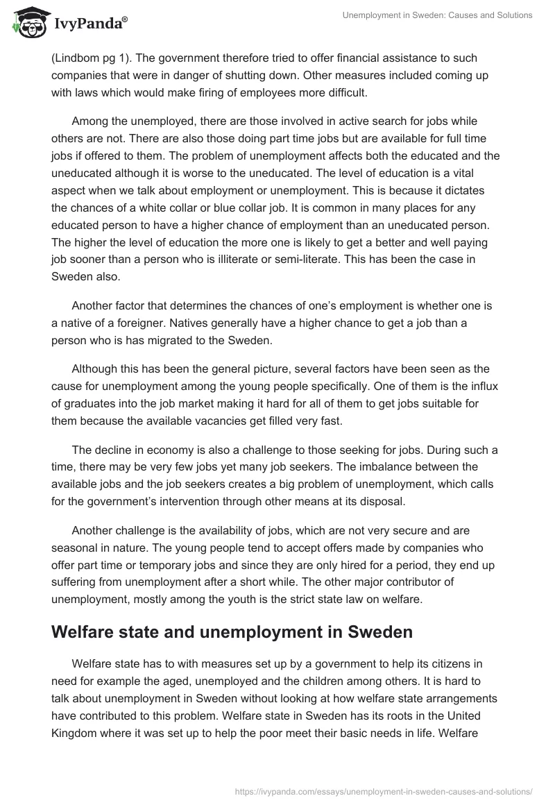 Unemployment in Sweden: Causes and Solutions. Page 5