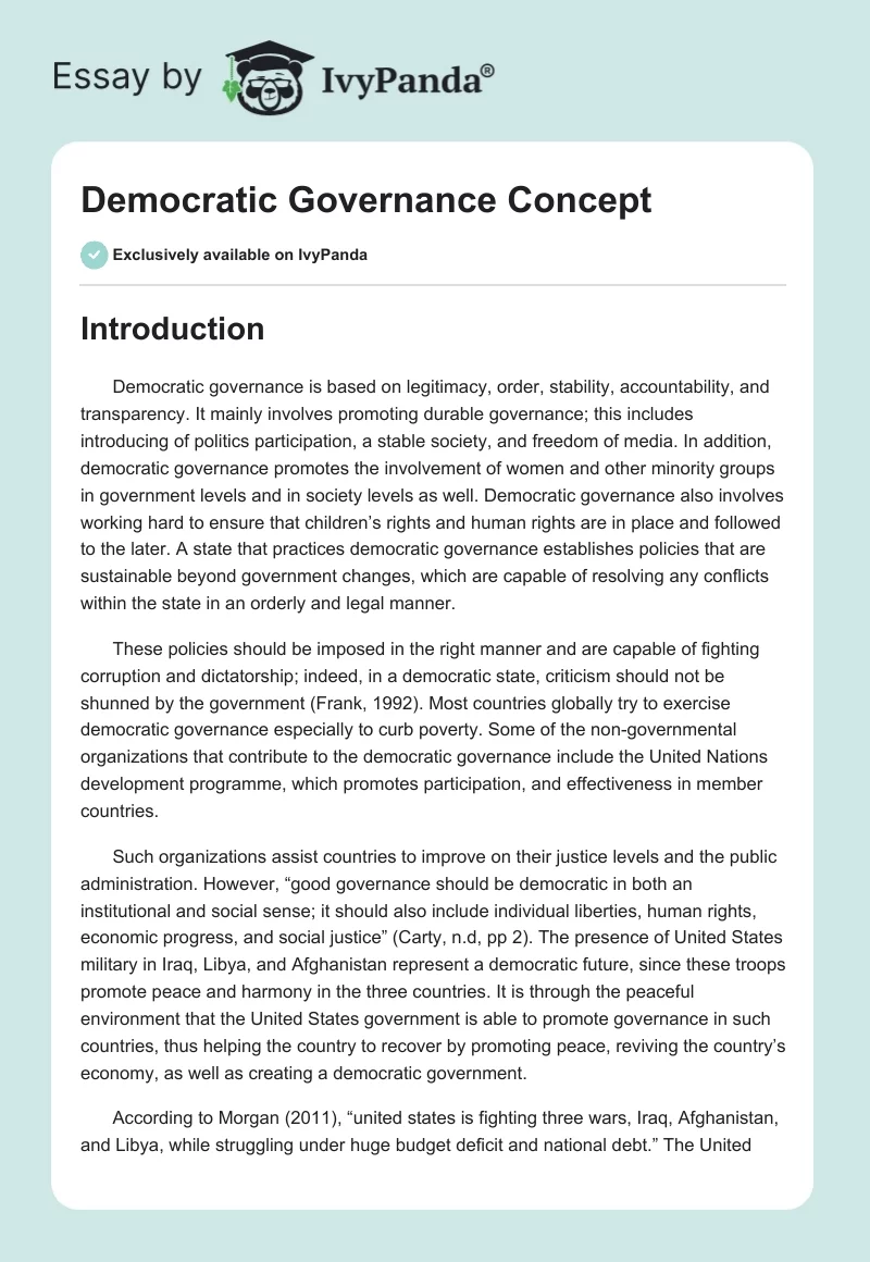 Democratic Governance Concept. Page 1