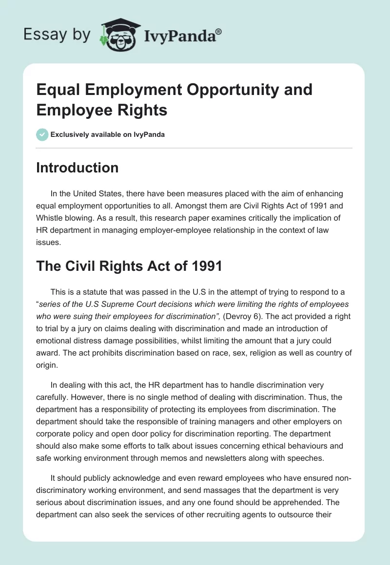 Equal Employment Opportunity and Employee Rights. Page 1