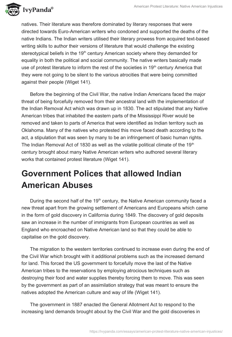 American Protest Literature: Native American Injustices. Page 4