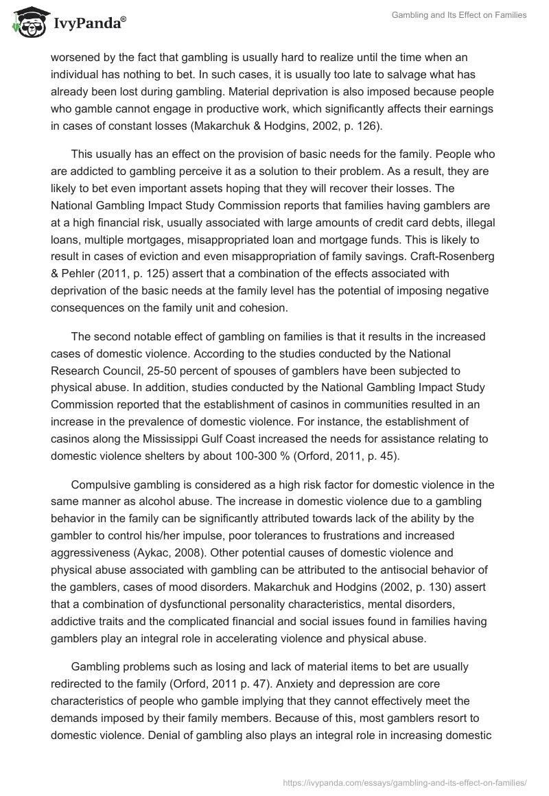 Gambling and Its Effect on Families. Page 2