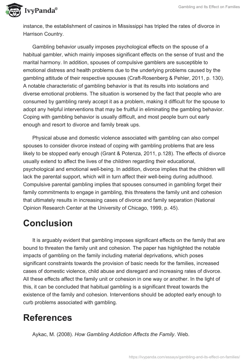 Gambling and Its Effect on Families. Page 4