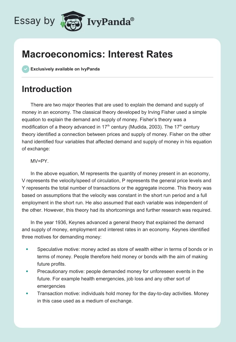 Macroeconomics: Interest Rates. Page 1