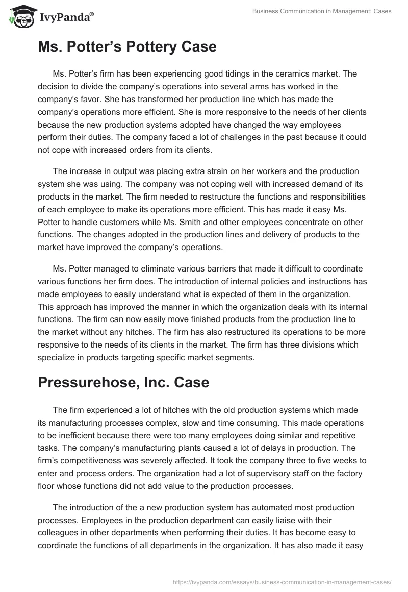 Business Communication in Management: Cases. Page 2