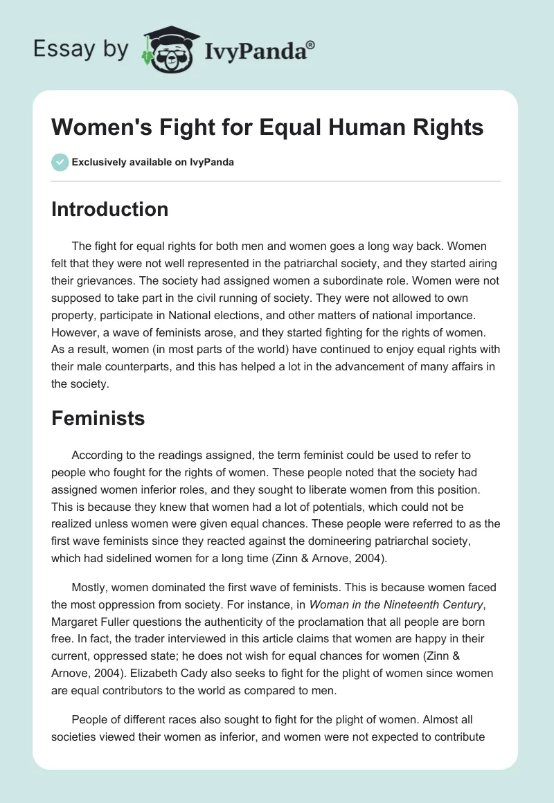Women's Fight for Equal Human Rights. Page 1
