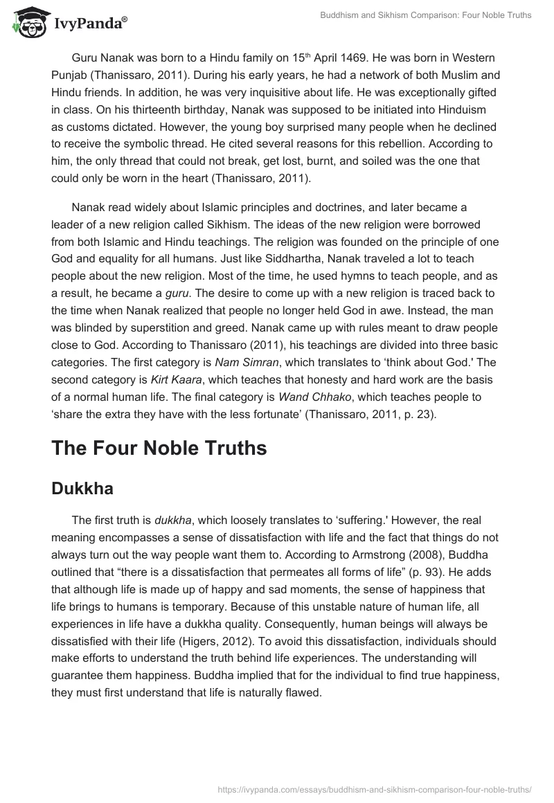 Buddhism and Sikhism Comparison: Four Noble Truths. Page 3