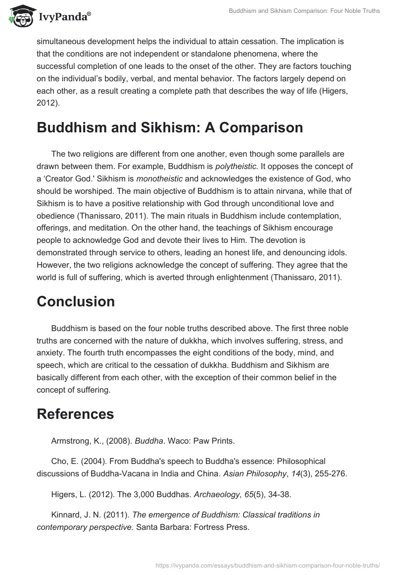 Buddhism and Sikhism Comparison: Four Noble Truths. Page 5