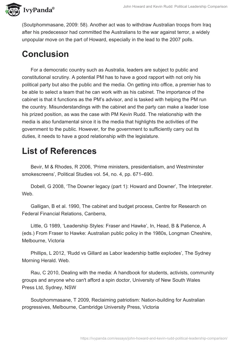 John Howard and Kevin Rudd: Political Leadership Comparison. Page 5