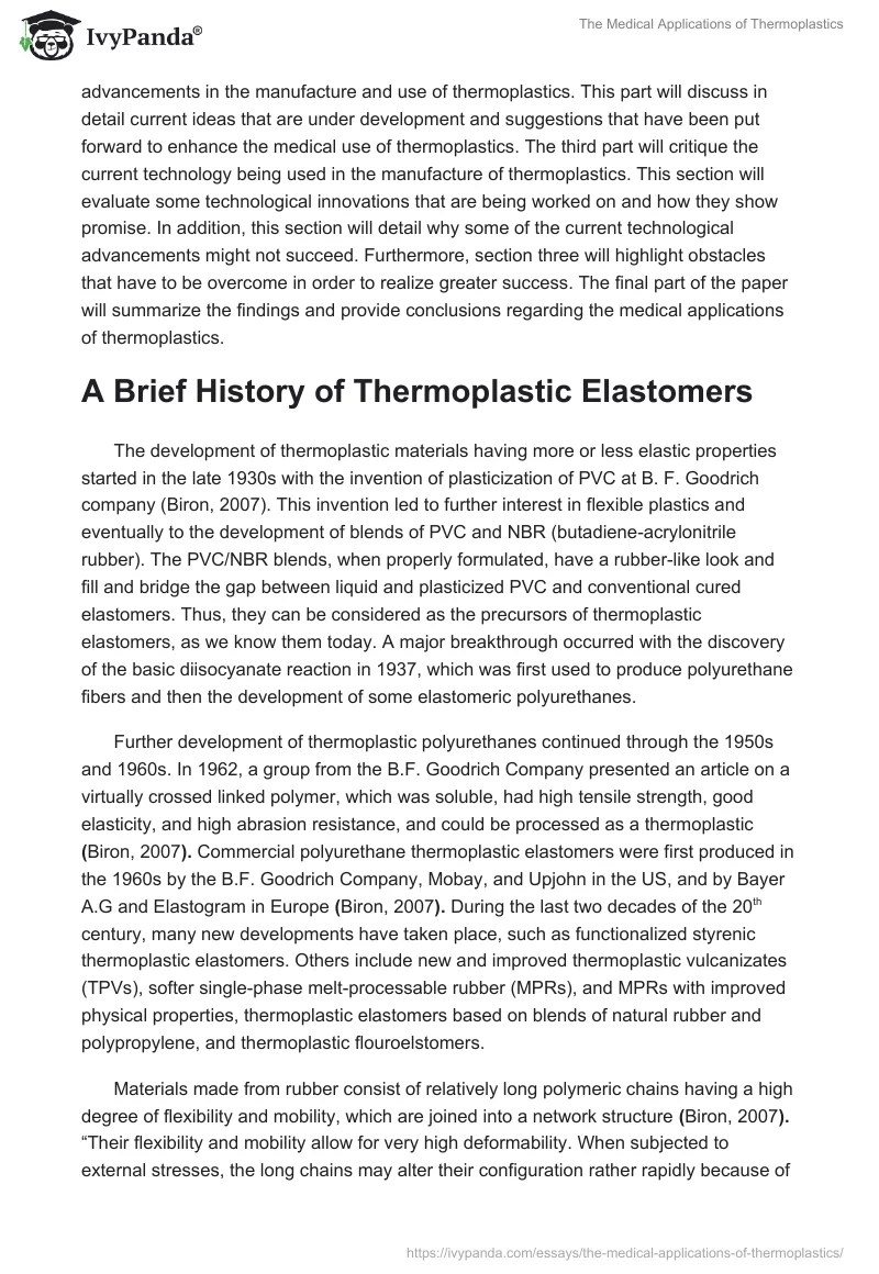 The Medical Applications of Thermoplastics. Page 2