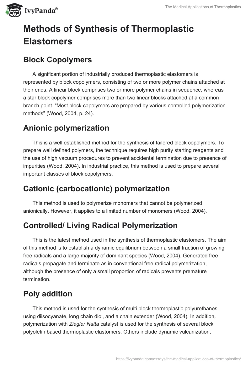 The Medical Applications of Thermoplastics. Page 5