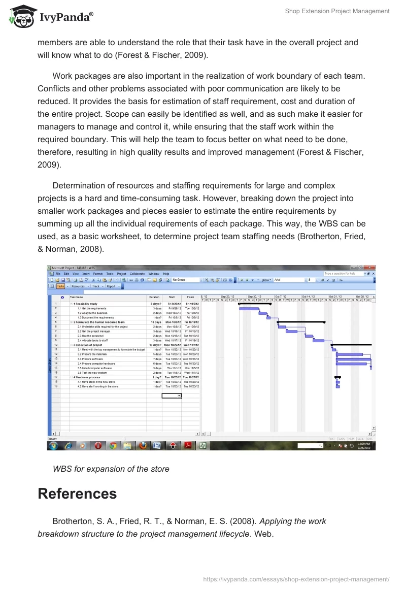 Shop Extension Project Management. Page 2