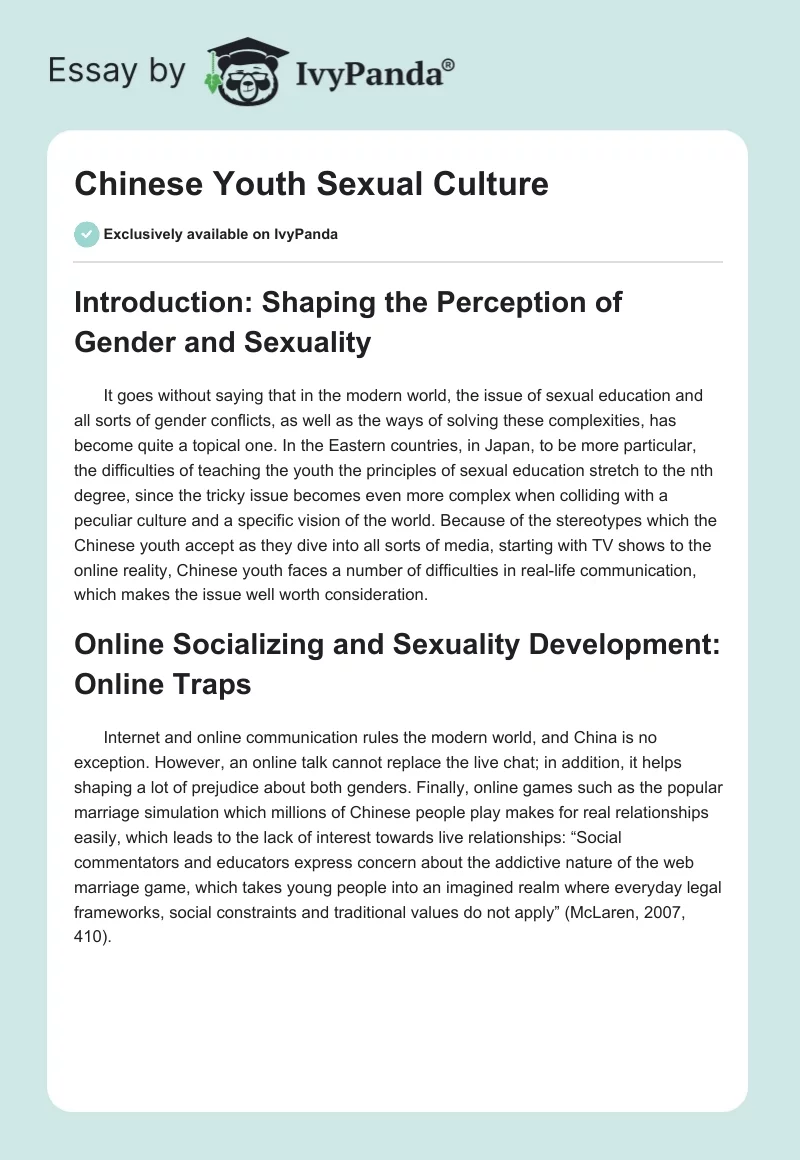 Chinese Youth Sexual Culture. Page 1