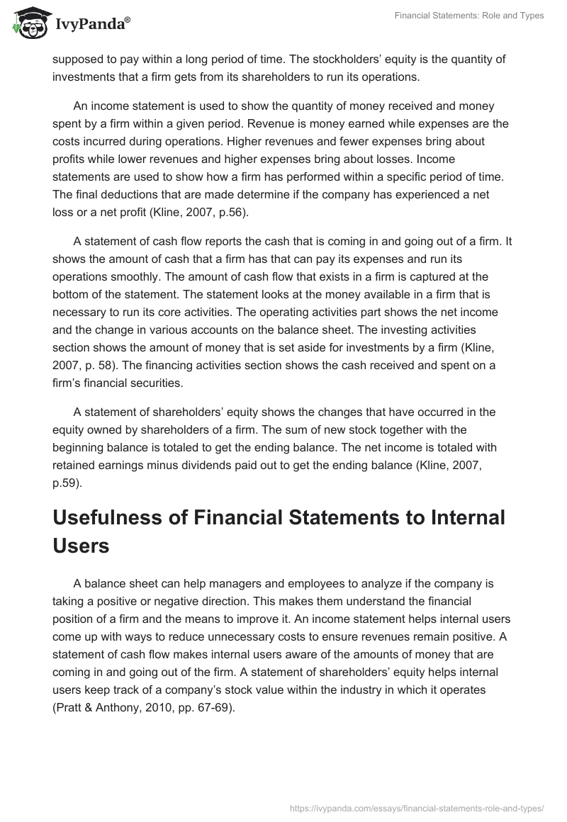 Financial Statements: Role and Types. Page 2