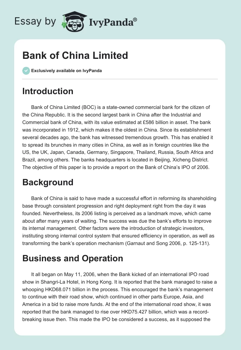 Bank of China Limited. Page 1