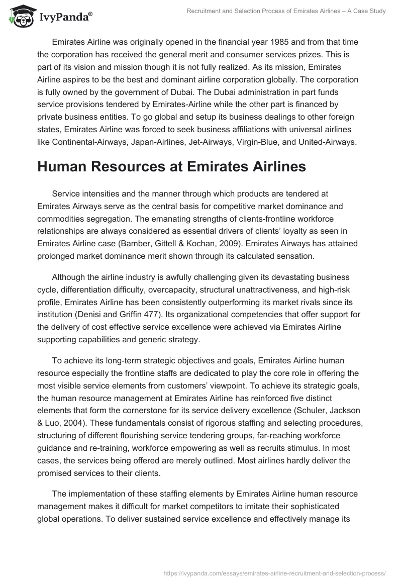 Recruitment and Selection Process of Emirates Airlines – A Case Study. Page 2