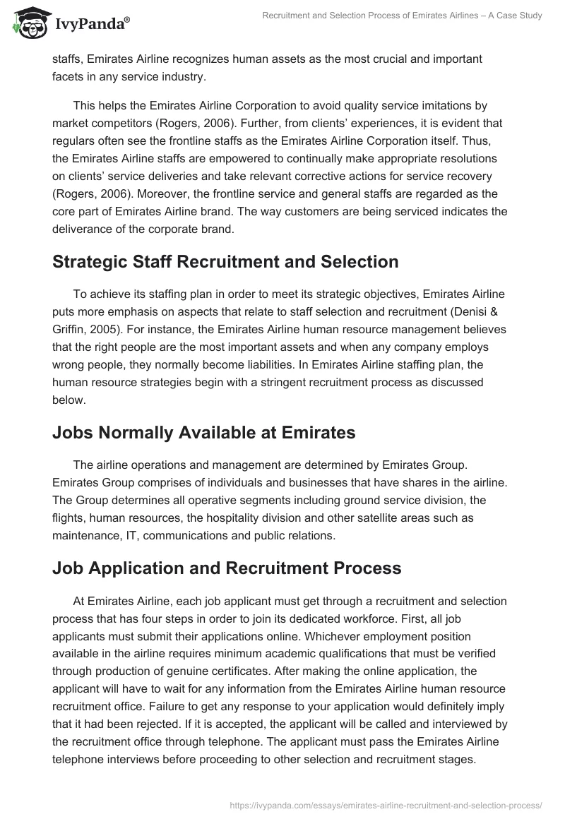 Recruitment and Selection Process of Emirates Airlines – A Case Study. Page 3