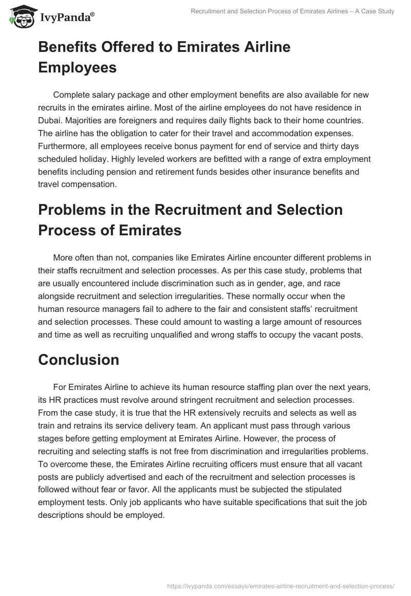 Recruitment and Selection Process of Emirates Airlines – A Case Study. Page 5
