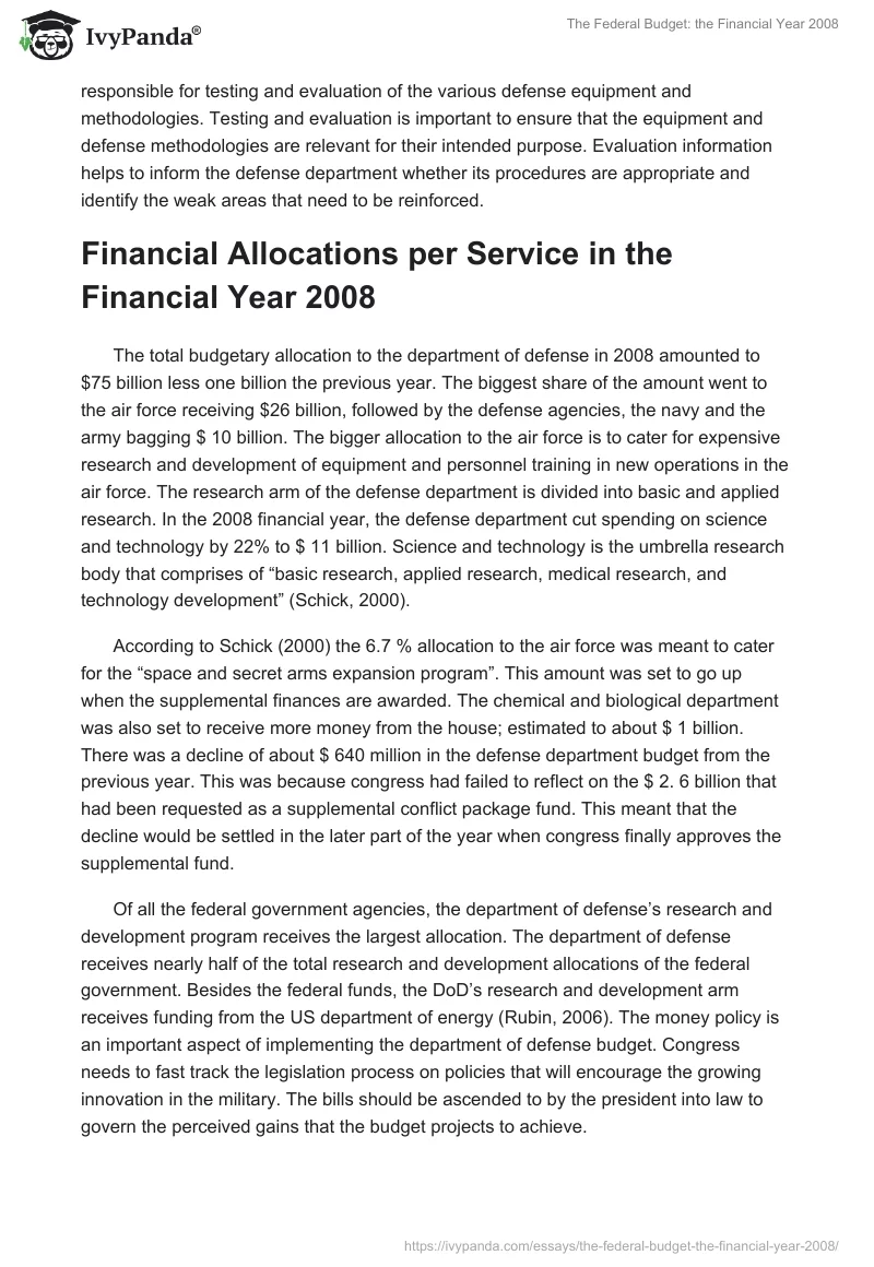 The Federal Budget: the Financial Year 2008. Page 2