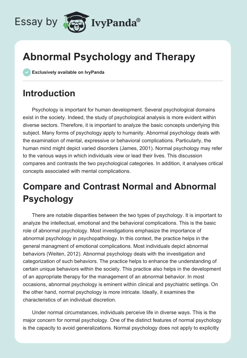 Abnormal Psychology and Therapy. Page 1