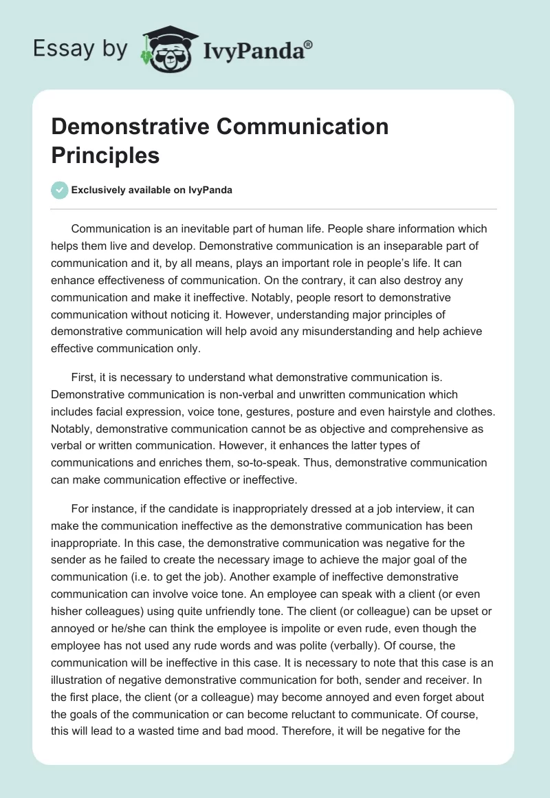 Demonstrative Communication Principles. Page 1
