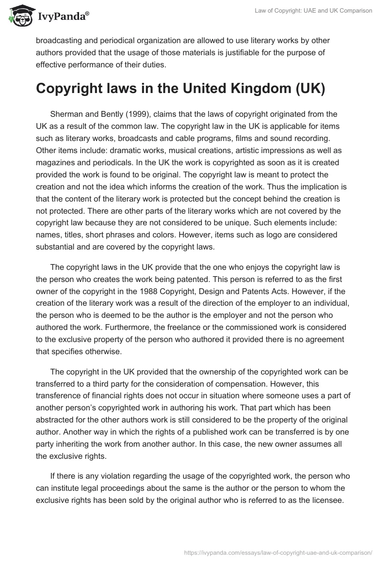 Law of Copyright: UAE and UK Comparison. Page 4