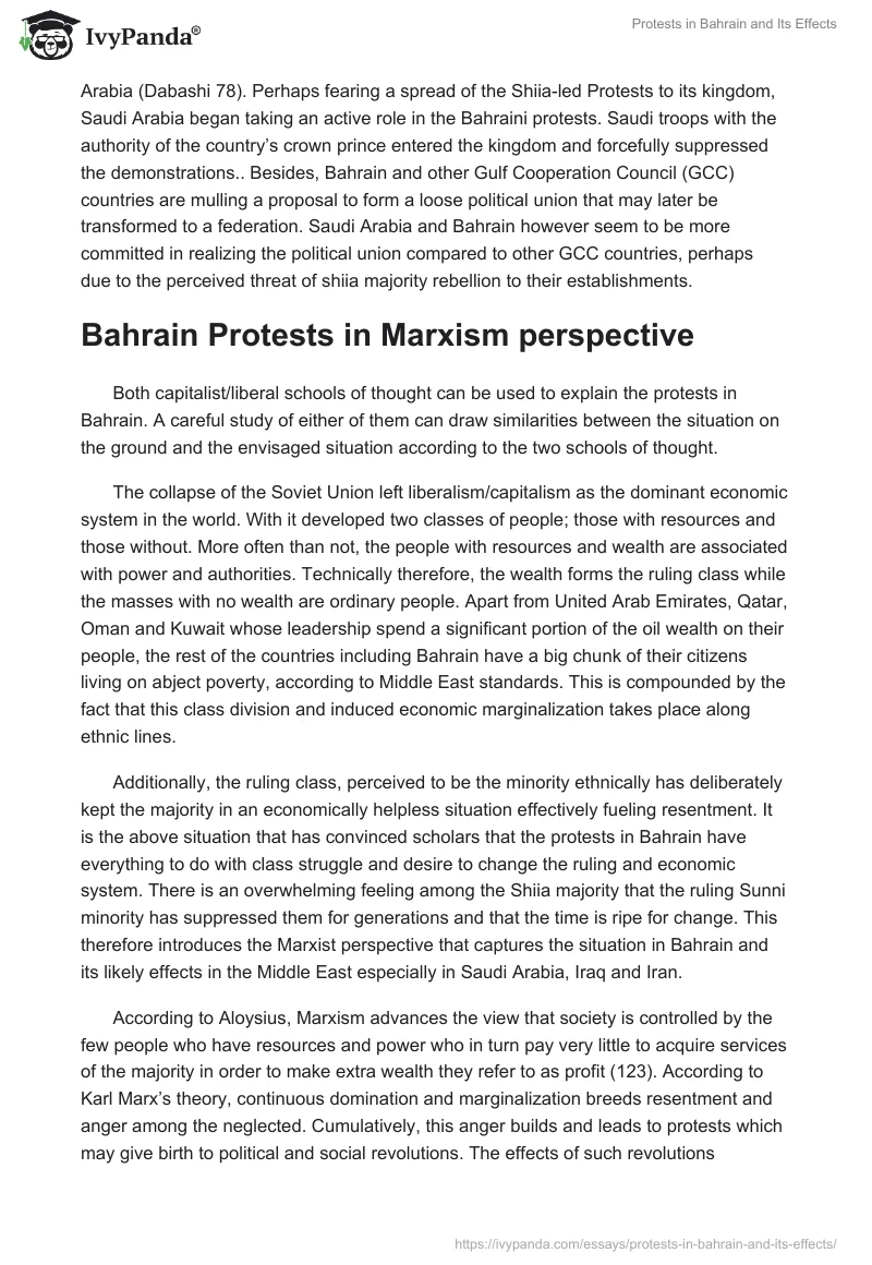 Protests in Bahrain and Its Effects. Page 2
