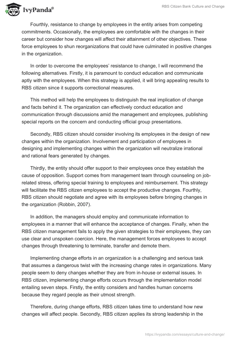 RBS Citizen Bank Culture and Change. Page 2