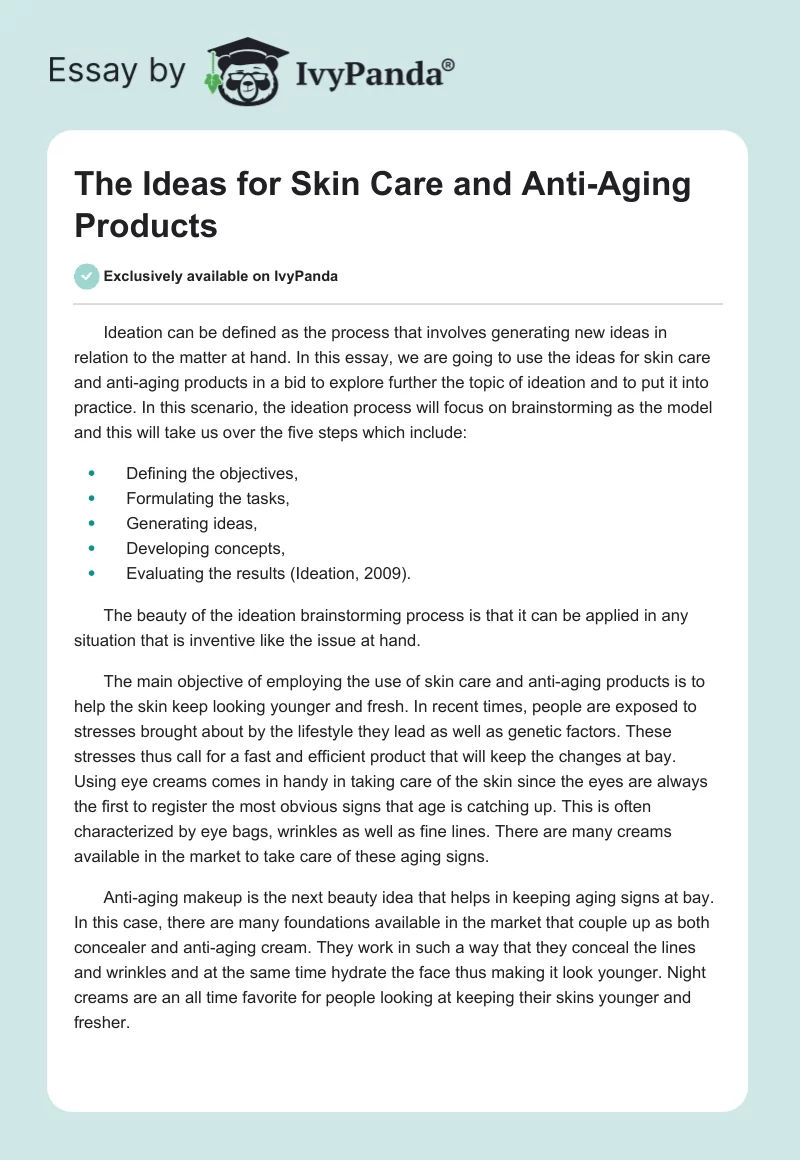 The Ideas for Skin Care and Anti-Aging Products. Page 1