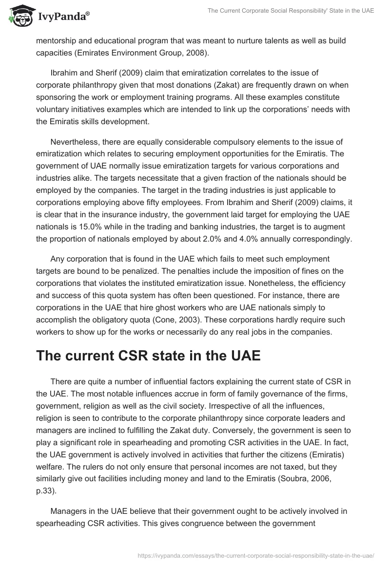 The Current Corporate Social Responsibility' State in the UAE. Page 3