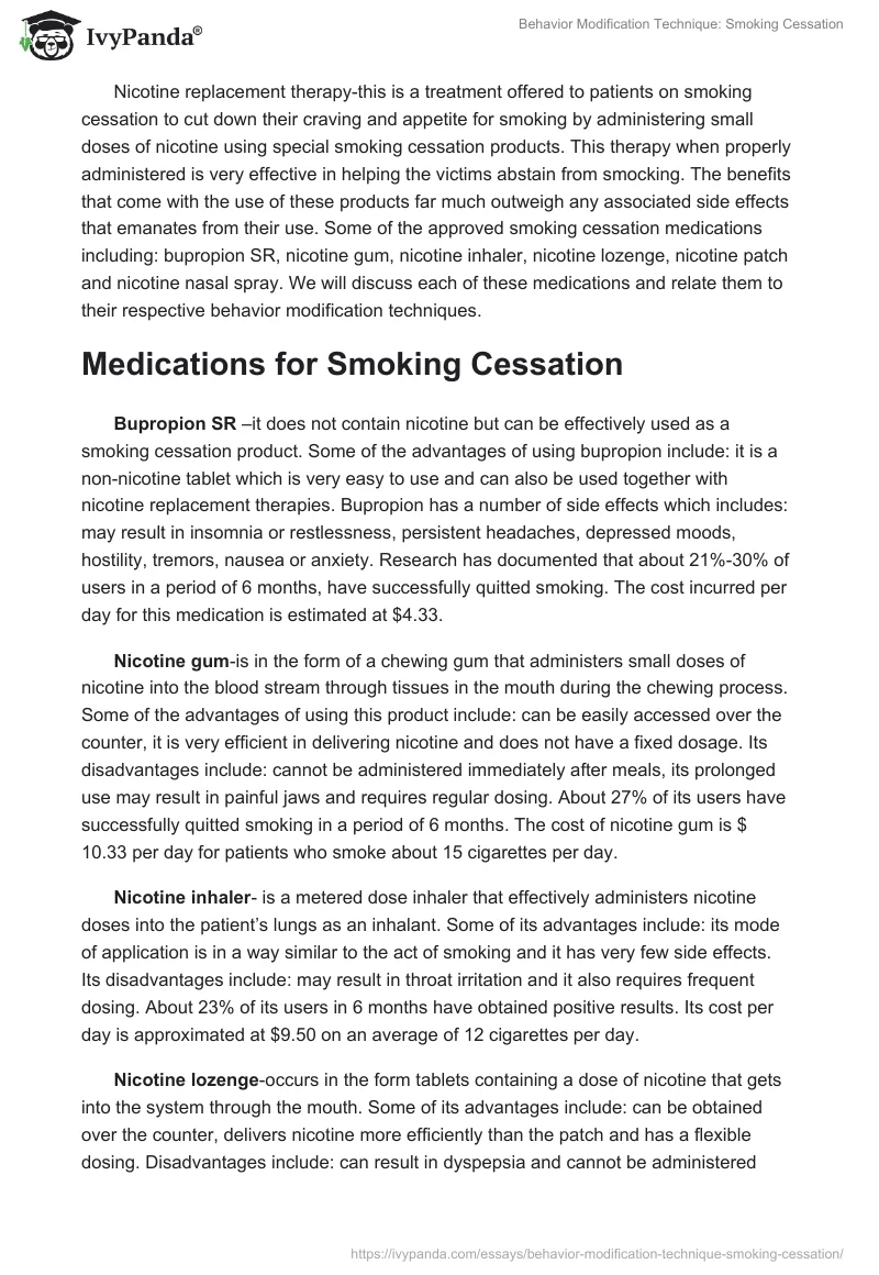 Behavior Modification Technique: Smoking Cessation. Page 2
