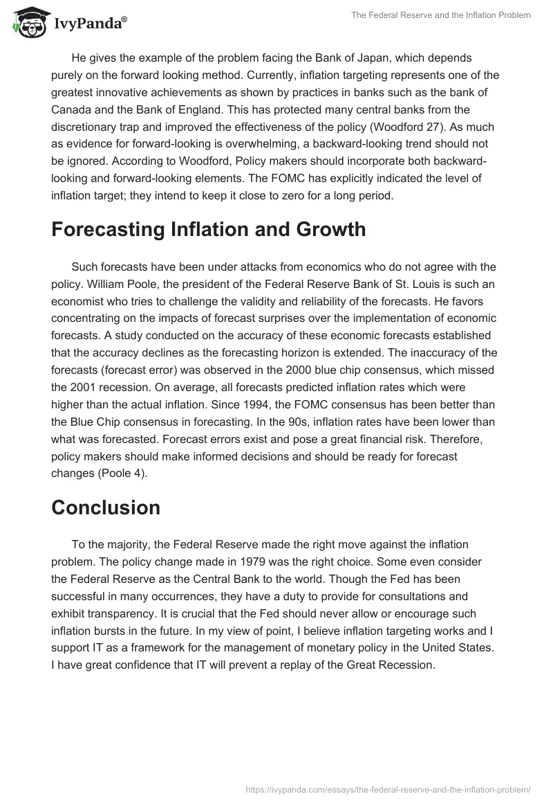 The Federal Reserve and the Inflation Problem. Page 3