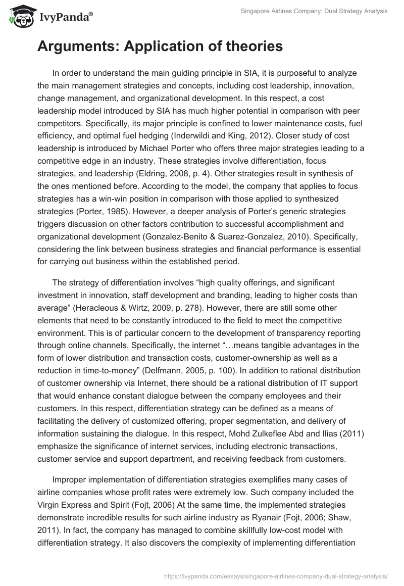 Singapore Airlines Company: Dual Strategy Analysis. Page 3